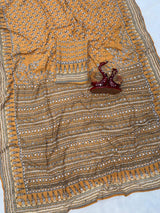 Soft Fox Georgette*WORK :*Beautiful katdana and real mirror work *BLOUSE*- Fox georgette with real mirror and hand work