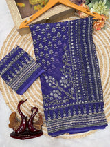 Soft Fox Georgette*WORK :*Beautiful katdana and real mirror work *BLOUSE*- Fox georgette with real mirror and hand work