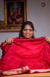 Beautiful Pink Premium Viscose Monga Crepe Silk Saree with rich pallu and contrast blouse !