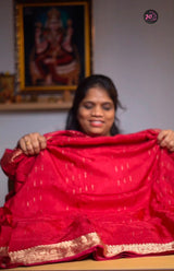 Beautiful Pink Premium Viscose Monga Crepe Silk Saree with rich pallu and contrast blouse !