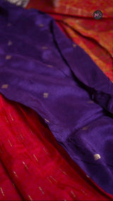 Beautiful Pink Premium Viscose Monga Crepe Silk Saree with rich pallu and contrast blouse !
