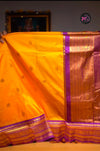 Elegant yellow semi soft silk saree inspired from pure silk sarees.. Contrast pallu & blouse