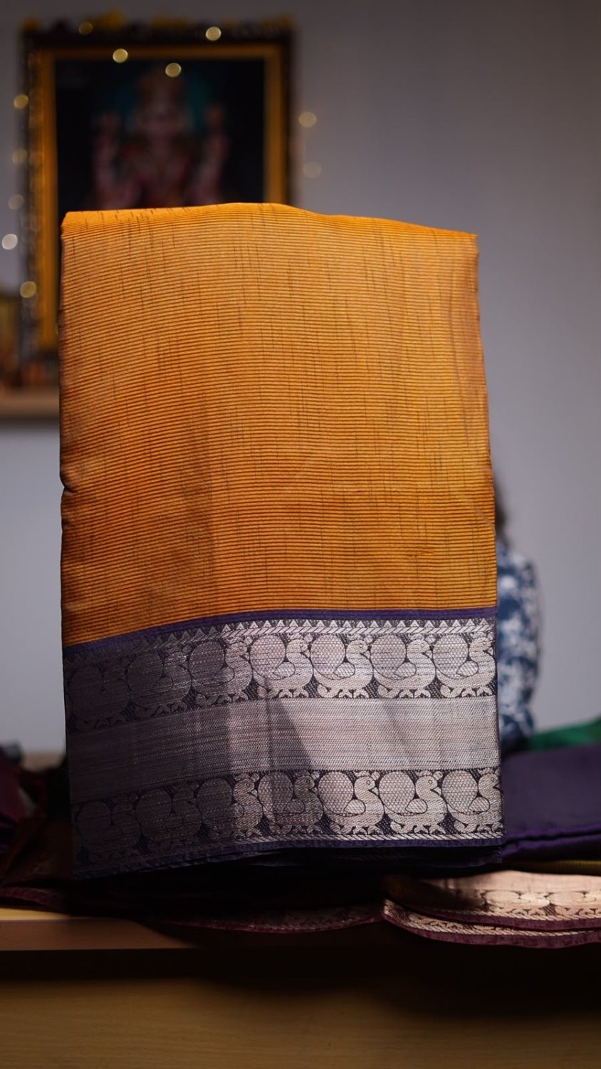 Fancy silk saree with contrast pallu and blouse