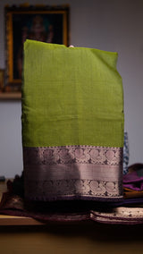 Fancy silk saree with contrast pallu and blouse