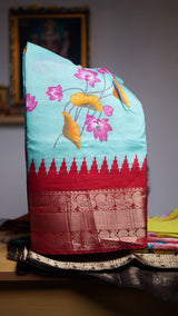 Fancy silk saree with contrast pallu and blouse