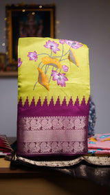 Fancy silk saree with contrast pallu and blouse