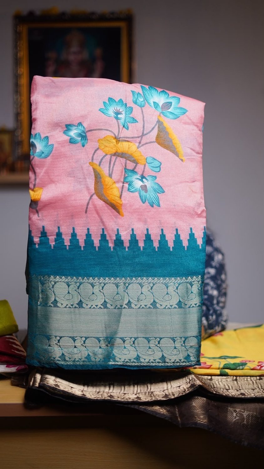 Fancy silk saree with contrast pallu and blouse