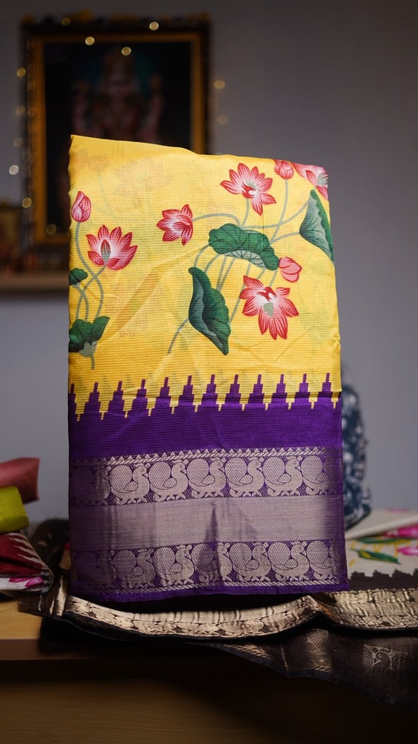 Fancy silk saree with contrast pallu and blouse