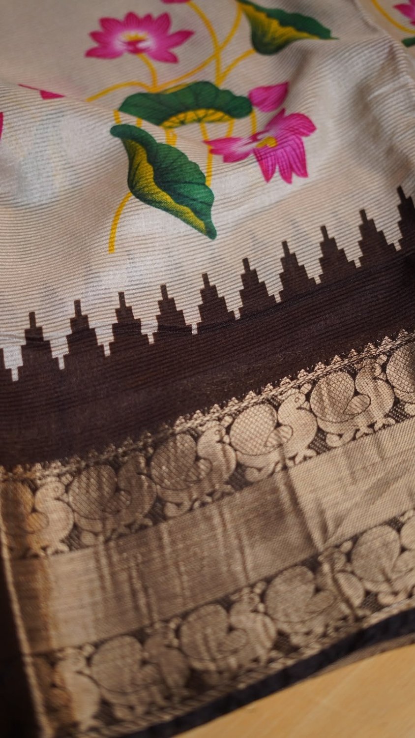 Fancy silk saree with contrast pallu and blouse