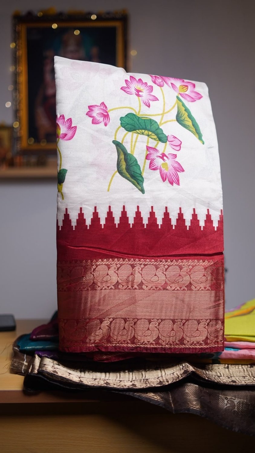 Fancy silk saree with contrast pallu and blouse