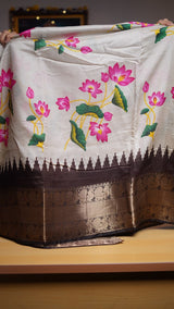 Fancy silk saree with contrast pallu and blouse