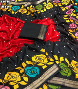 Fabric - Soft Dola Silk Bandhni Printed Saree With Jacquard Weaving Border Blouse - Printed Blouse
