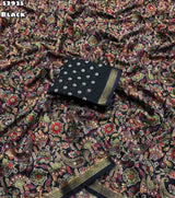 Fabric - Soft Mul Cotton Mango Design Ajrak Printed Saree With Zari Weaving Border Blouse - Printed BlouseWeight 460 Grams