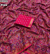 Fabric - Soft Mul Cotton Mango Design Ajrak Printed Saree With Zari Weaving Border Blouse - Printed BlouseWeight 460 Grams