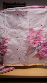 Fabric - Organza Floral Digital Print With Embroidery Zari Outing & Foil Mirror Embroidered With Zari Border Blouse - Printed BlouseSaree cut - 5.5 meter Blouse cut - 0.8 meterAvailable in Single Colour Weight - 310 Grams999/-
