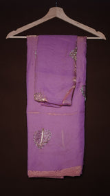 New Arrivals Pan leaf Space Silk*Quality- soft & flowy Space Silk Saree with beads design butta work all over* Paired with running butti work space silk blouse
