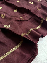 Soft Viscose Khadi silk fabric with satin border both side jacquard leaf figure design all over with running blouse Partywear trending saree Fabric is pure and too soft
