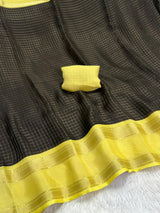 Mysore crepe silksSoft mysore crepe with zari chex pattern and contrast bentex border concept with contrast crepe blouse