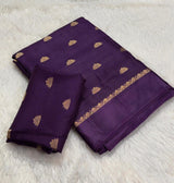 Pure soft Viscose Khadi silk fabric with satin border both side and jacquard half flower butti all over with running blouse