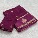 Crown Crepe 👑👑 soft Viscose Crepe silk fabric with jacquard crown figure design in panel and body with running blouseFabric is pure and too soft