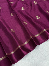 Soft Viscose Khadi silk fabric with satin border both side jacquard leaffigure design all over with running blouse