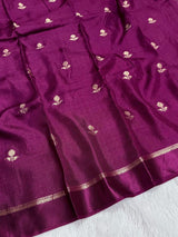 Soft Viscose Khadi silk fabric with satin border both side jacquard leaffigure design all over with running blouse
