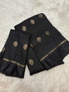 Soft Viscose Khadi silk fabric with satin border both side jacquard leaffigure design all over with running blouse..