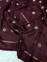 Soft Viscose Khadi silk fabric with satin border both side jacquard leaffigure design all over with running blouse..
