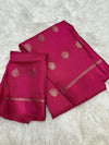 Soft Viscose Khadi silk fabric with satin border both side jacquard leaffigure design all over with running blouse..