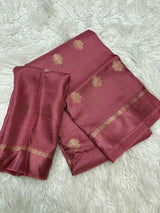 Soft Viscose Khadi silk fabric with satin border both side jacquard leaffigure design all over with running blouse..