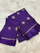 Soft Viscose Khadi silk fabric with satin border both side jacquard leaffigure design all over with running blouse..