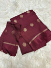 Soft Viscose Khadi silk fabric with satin border both side jacquard leaffigure design all over with running blouse..