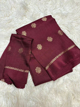 Soft Viscose Khadi silk fabric with satin border both side jacquard leaffigure design all over with running blouse..