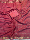 Viscose Georgette Zari liningPure viscose georgette saree with zari lining weaving in body and leaf design jacq borderWith lining zari palluPaired with matching pure viscose silk blouse