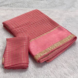 Pure Viscose Georgette saree with lurex thread chex weaving all over Saree With satin borderComes with viscose georgette Blouse