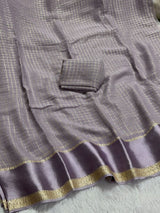 Pure Viscose Georgette saree with lurex thread chex weaving all over Saree With satin borderComes with viscose georgette Blouse