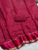 Pure Viscose Georgette saree with lurex thread chex weaving all over Saree With satin borderComes with viscose georgette Blouse