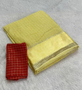 Pure Viscose Georgette saree with lurex thread chex weaving all over Saree With satin borderComes with viscose georgette Blouse