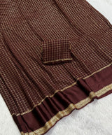 Pure Viscose Georgette saree with lurex thread chex weaving all over Saree With satin borderComes with viscose georgette Blouse