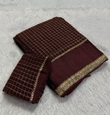 Pure Viscose Georgette saree with lurex thread chex weaving all over Saree With satin borderComes with viscose georgette Blouse