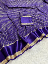 Pure Viscose Georgette saree with lurex thread chex weaving all over Saree With satin borderComes with viscose georgette Blouse