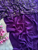 *SAREE-BLOUSE COMBO*Rangoli crush😻 Soft Crush Rangoli Saree with crush effect on itPaired with sequence embroidery work blouse