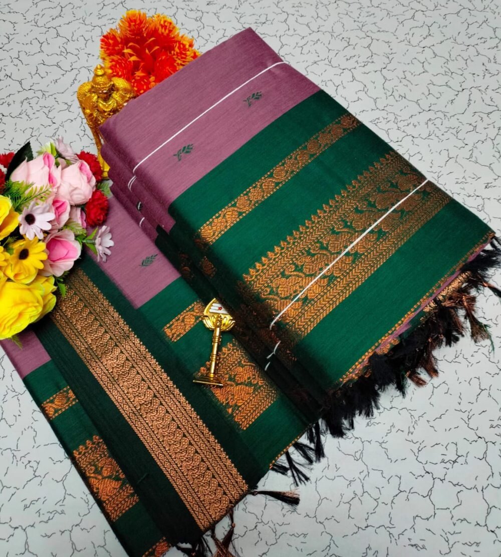 Premium Kalyani Cotton Silk Sarees With Contrast Blouse