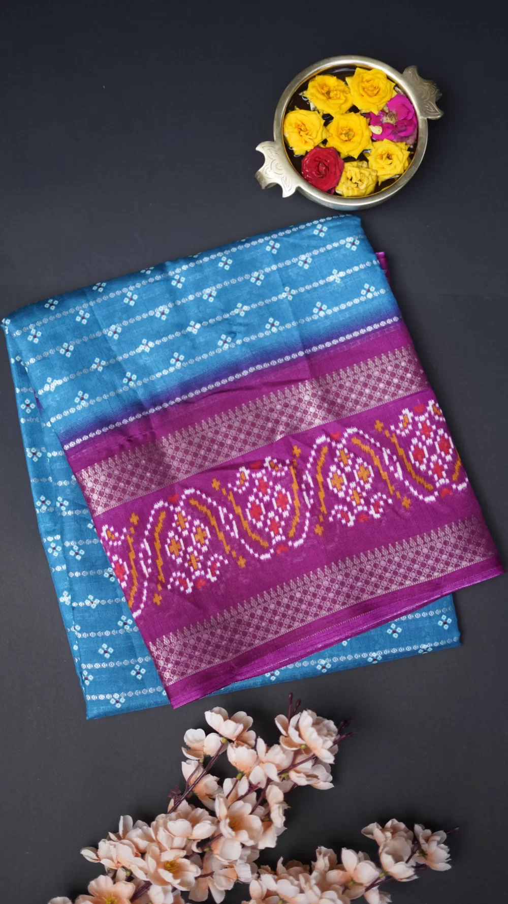 Dola silk sarees with running pallu and contrast blouse