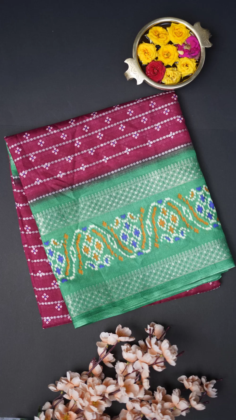 Dola silk sarees with running pallu and contrast blouse