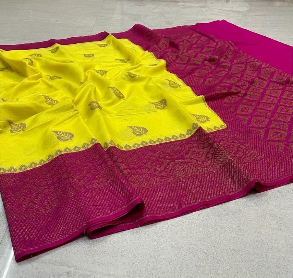 Banarsi dyeable semi Dupion soft silk saree.. Contrast blouse