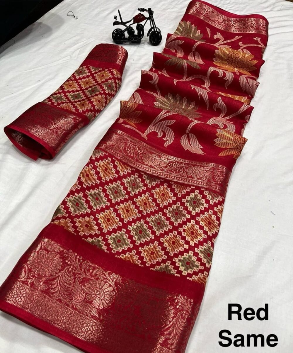 Soft Dola Jacquard sarees   with a nice floral design all over the body of the saree.. Rich Contrast long Border with zari weaving.. with lovely colour and combinations..  Contrast Rich pallu  and contrast BLOUSE as in pic