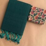 Plain khadi cotton saree with pretty tassels on it   Blouse- pure cotton printed blouse perfectly matched