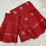 Soft Viscose Khadi silk fabric with satin border both side jacquard leaf  figure design all over with running blouse..