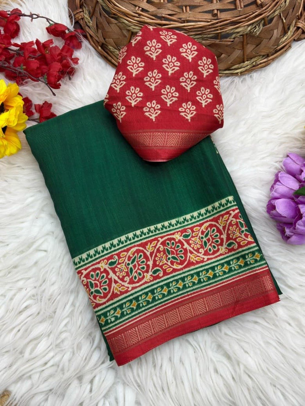 mul mul cotton Saree with print in all over saree with printed blouse of same fabric as saree Saree length -5.50 MTR Blouse length -0.80 MTR